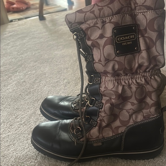 Coach Shoes - NWOT Coach Lace Up Boots Brown and Black Rugged Design